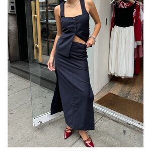 ISALIS Irving Maxi Pencil Skirt Navy Size M • New Without Tags • Pristine